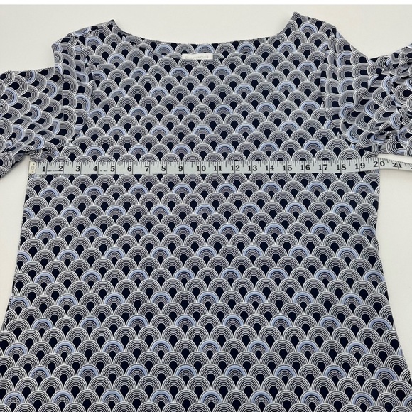 Charter Club Mixed Print Blue and White Flounce Sleeve Top Size Large - Picture 9 of 12
